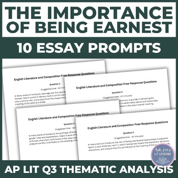 Preview of Wilde's The Importance of Being Earnest FRQ #3 Essay Prompts for AP Lit
