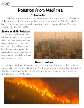 Preview of Wildfire Pollution Reading Comprehension