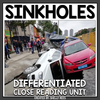 Preview of Sinkholes Reading Passage and Worksheets