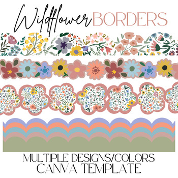 Preview of Wildflower Bulletin Board Border | 3 Floral Designs | 10 Scalloped Colors