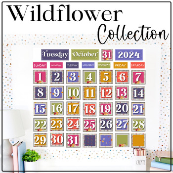 Preview of Wildflower Classroom Calendar | Flip Calendar | Morning Calendar Routine