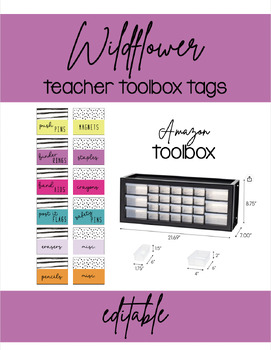 Preview of Wildflower Teacher Toolbox Drawer Tags