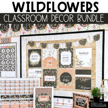 Preview of Wildflowers Classroom Decor Bundle Back to School | Calm Colors Classroom Decor