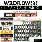 Wildflowers Classroom Decor | Flip Calendar and Wall Calen