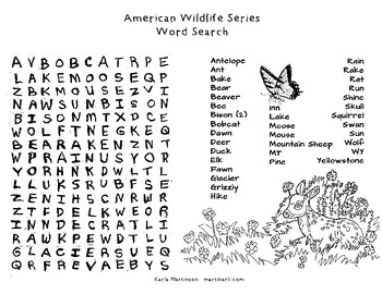 Preview of Wildlife Word Search