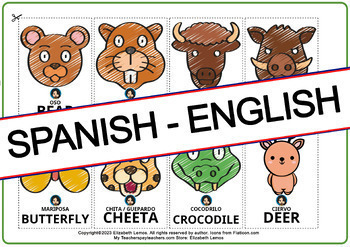Preview of Wildlife animals: Flash cards & Activities - BILINGUAL SPANISH-ENGLISH
