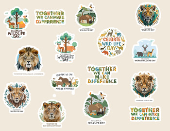 Preview of Wildlife day stickers bundle