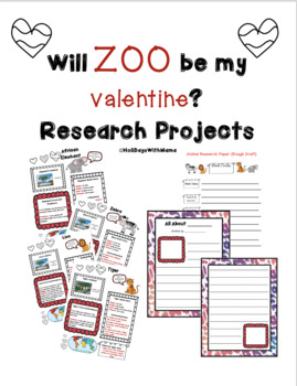 Preview of Will ZOO Be My Valentine Animal Research Projects