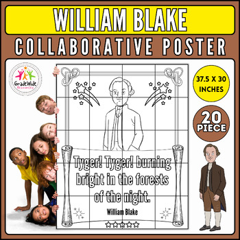 Preview of William Blake Collaborative Coloring Poster: National Poetry Month Craft