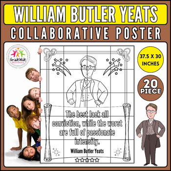 Preview of William Butler Yeats Collaborative Coloring Poster: National Poetry Month Craft
