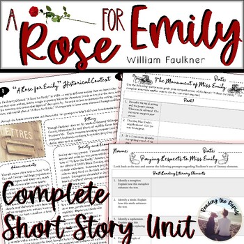 Preview of William Faulkner A Rose for Emily Short Story Unit Questions Activities Quiz
