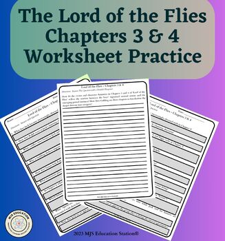 Preview of William Golding's The Lord of the Flies Chapters 3&4 Worksheet & Practice