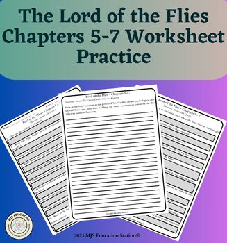 Preview of William Golding's The Lord of the Flies Chapters 5-7 Worksheet & Practice