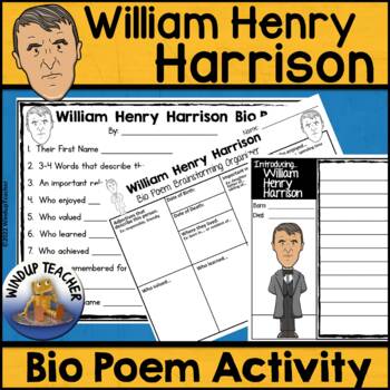 Preview of William Henry Harrison Biography Poem Activity and Writing Paper