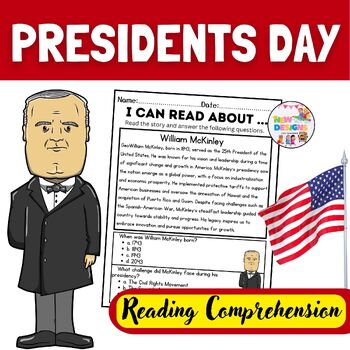 Preview of William McKinley / Reading and Comprehension / Presidents day