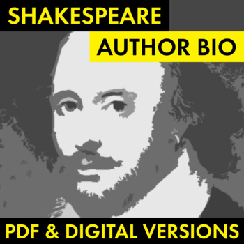 Preview of William Shakespeare Author Study Worksheet, PDF & Google Drive, CCSS
