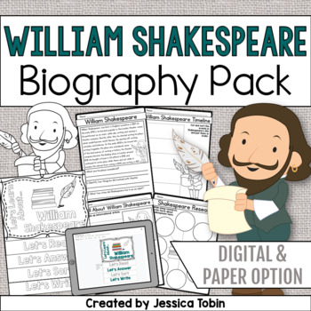 Preview of William Shakespeare Biography Pack - Digital Biography Activity in Google Slides