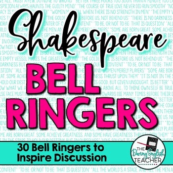 Preview of William Shakespeare Bell Ringers -30 Engaging Prompts for Literature Exploration