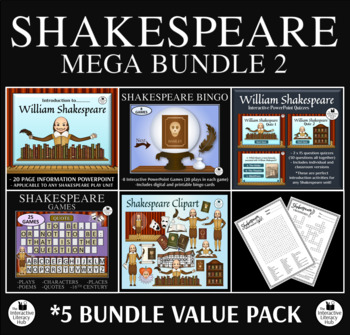 Preview of William Shakespeare Mega-Bundle 2 - PowerPoints, Games, Quizzes and Puzzles