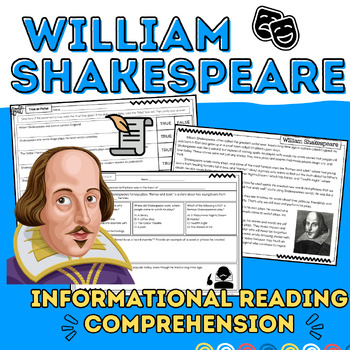Preview of William Shakespeare: Nonfiction Reading Passage & Comprehension Worksheets