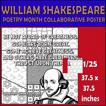 Preview of William Shakespeare Poetry Month Collaborative Pop Art quote Poster