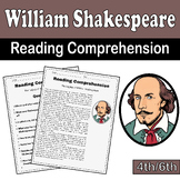 William Shakespeare Reading Comprehension for 4th/6th | Na