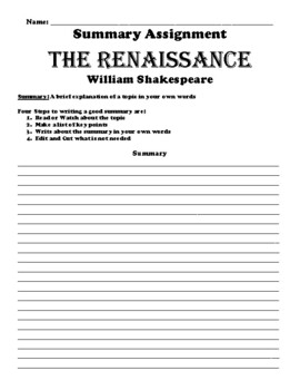 shakespeare assignments for high school