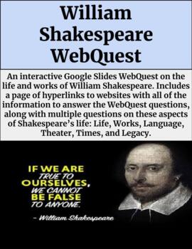 Preview of William Shakespeare WebQuest (GOOGLE SLIDES)