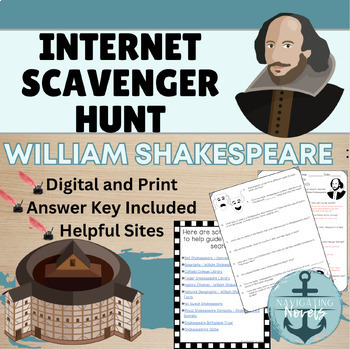 Preview of William Shakespeare Webquest (Internet Scavenger Hunt) - Digital & Print