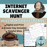 William Shakespeare Webquest (Internet Scavenger Hunt) - D