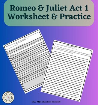 Preview of William Shakespeare's Romeo & Juliet Act 1 Practice Worksheet