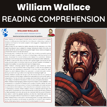 Preview of William Wallace Reading Comprehension | Medieval  Scottish and Scotland History