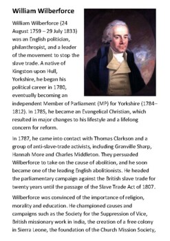 Preview of William Wilberforce Handout