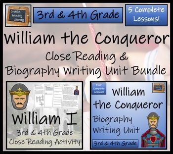 Preview of William the Conqueror Close Reading & Biography Bundle | 3rd Grade & 4th Grade
