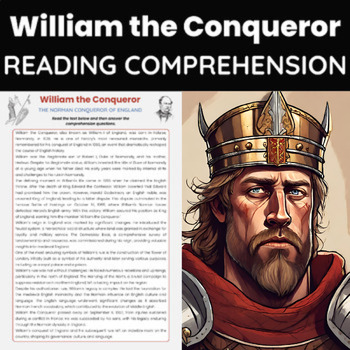 Preview of William the Conqueror Biography Reading Comprehension | England King William I