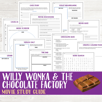 Preview of Willy Wonka and the Chocolate Factory Movie Study
