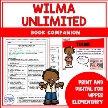 Preview of Wilma Unlimited Narrative Nonfiction Book Companion | Main Idea and Theme