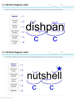 Preview of Wilson 3.1 AB Words Diagram Labels 10-Word Bundle!