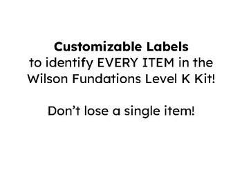 Preview of Wilson Fundations LK Customizable Labels
