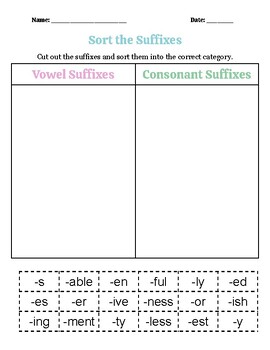 Preview of Wilson Reading Aligned Step 6.1 - Sort the Suffixes (Vowel & Consonant Suffixes)