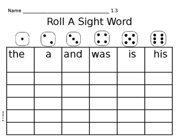 Preview of Wilson Roll a Sight Word