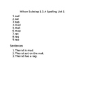 Wilson Aligned Substep 1.1 Spelling List