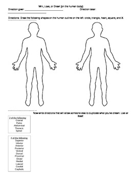 Preview of Win, Lose, or Draw!: An Anatomy Directional Terms Practice Activity