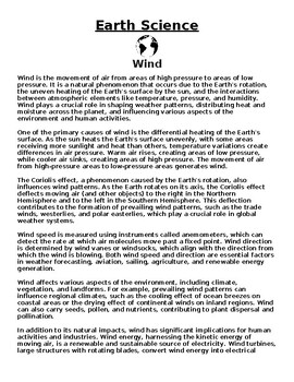 Preview of Wind Article & Questions (Word Document)