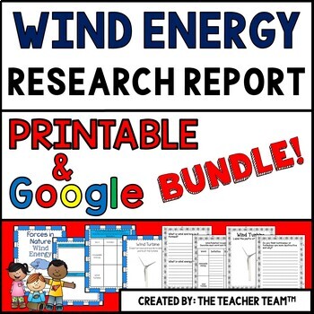 Preview of Wind Energy Report Printable and Google Slides Bundle