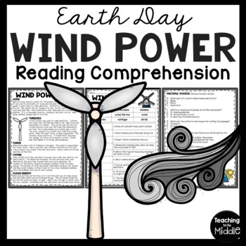 Preview of Wind Power Informational Text Reading Comprehension Worksheet Earth Day