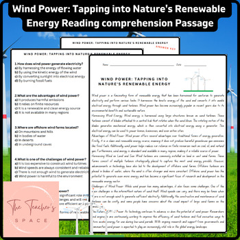 Preview of Wind Power: Tapping into Nature's Renewable Energy Reading Comprehension Passage