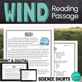 Preview of Wind Reading Comprehension Passage PRINT and DIGITAL