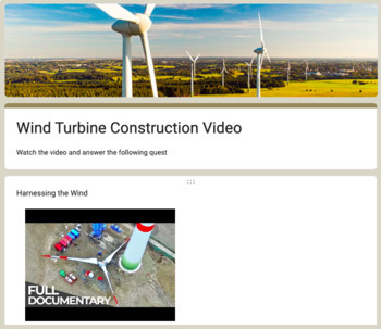 Preview of Wind Turbine Construction Video questions