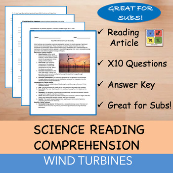 Preview of Wind Turbines - Reading Passage x 10 Questions